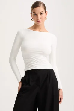 TALA Tops|The Bridal Edit*365 Ruched Side Open Back Long Sleeve Top -