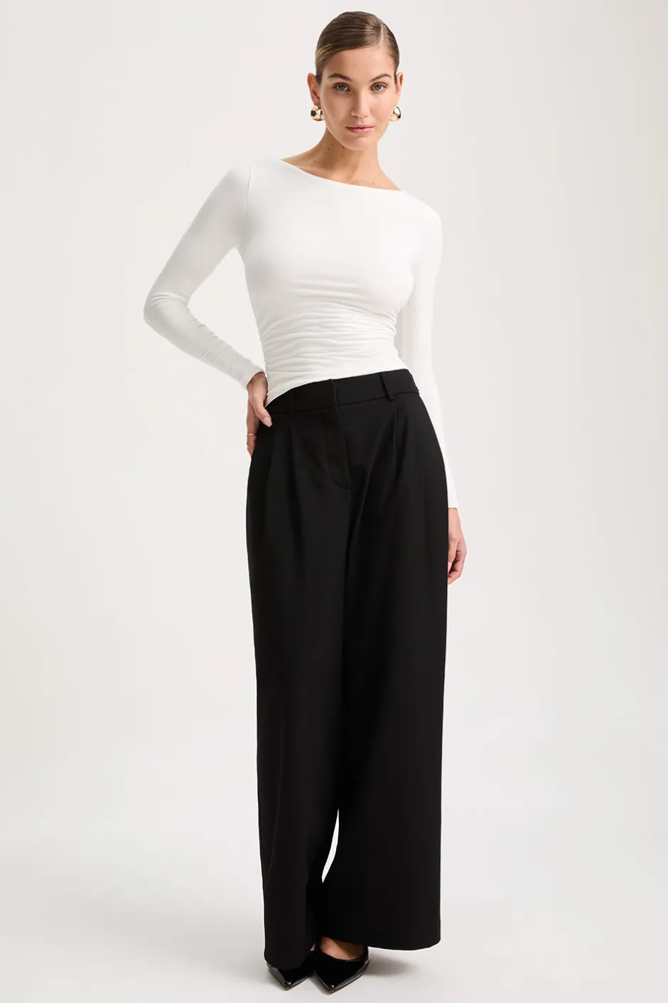 TALA Tops|The Bridal Edit*365 Ruched Side Open Back Long Sleeve Top -