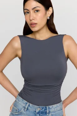 TALA Tops*365 Ruched Side Open Back Top -