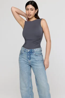 TALA Tops*365 Ruched Side Open Back Top -