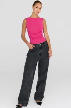 TALA Tops*365 Ruched Side Open Back Top -