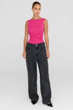 TALA Tops*365 Ruched Side Open Back Top -