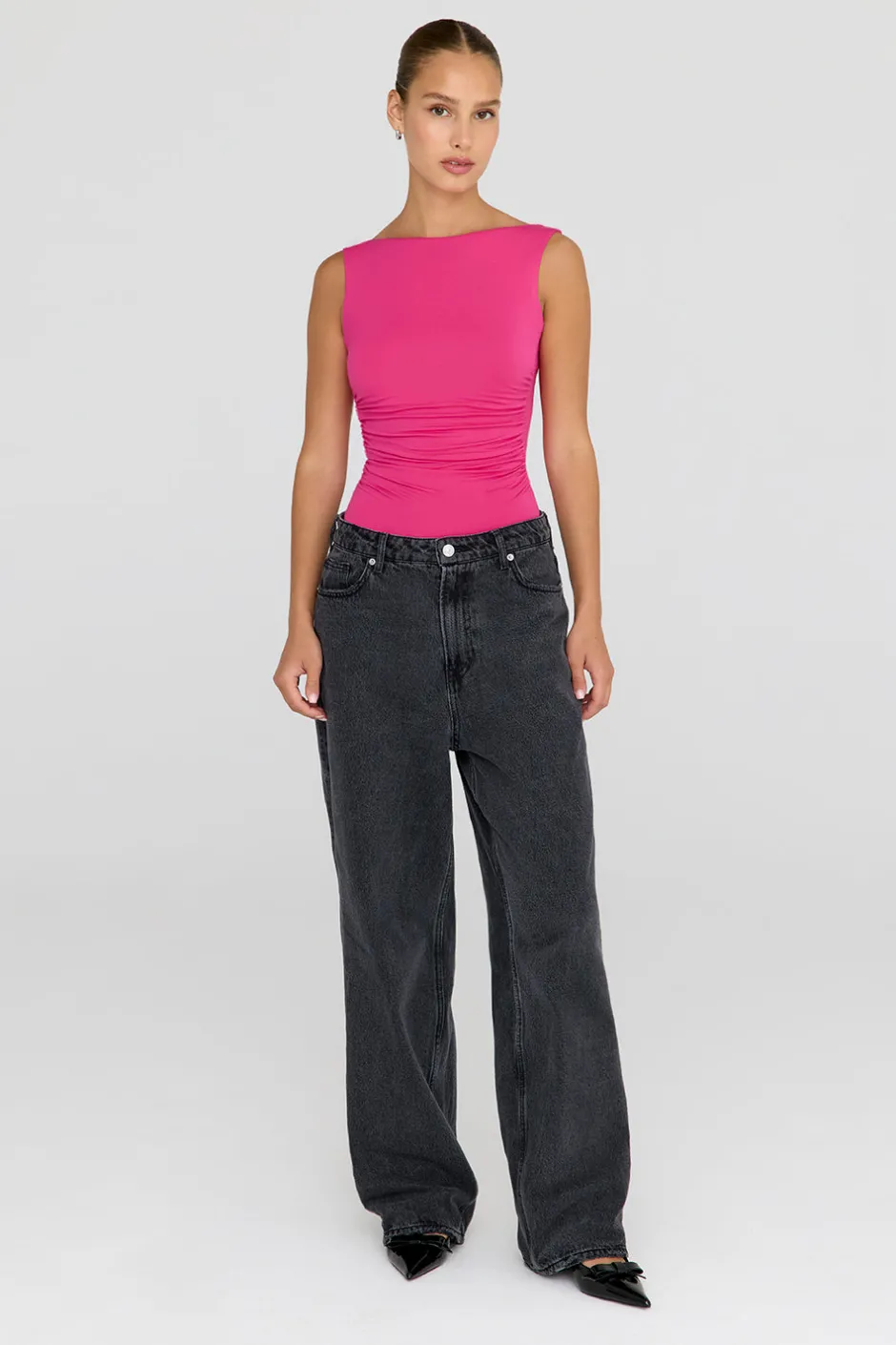TALA Tops*365 Ruched Side Open Back Top -