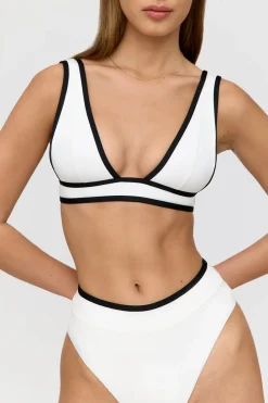 TALA The Bridal Edit|Swimwear*Saint Tropez Contrast Trim Plunge Neck Bikini Top -
