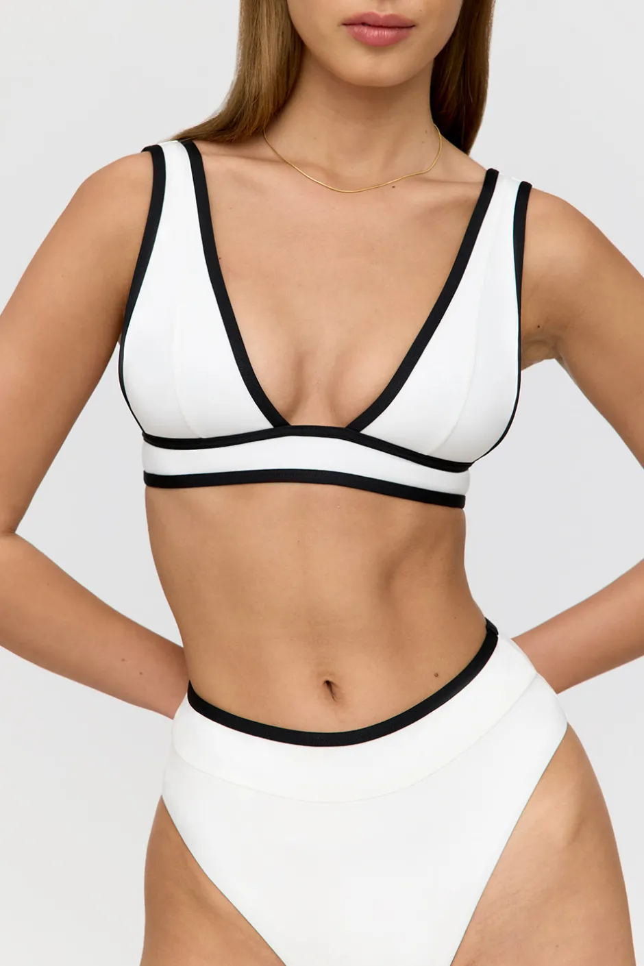 TALA The Bridal Edit|Swimwear*Saint Tropez Contrast Trim Plunge Neck Bikini Top -