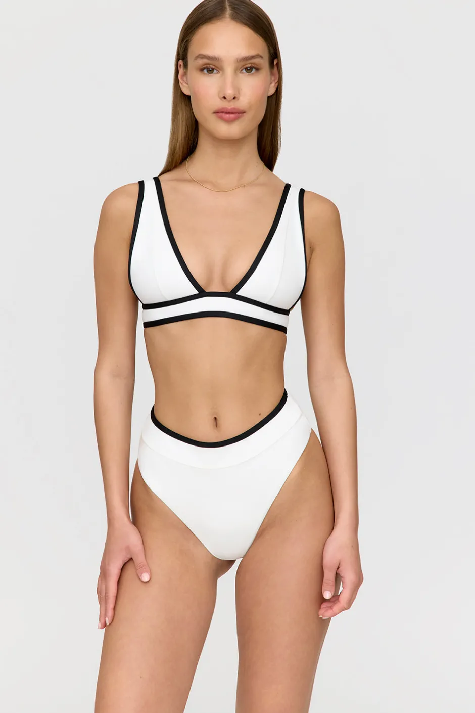 TALA The Bridal Edit|Swimwear*Saint Tropez Contrast Trim Plunge Neck Bikini Top -