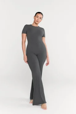 TALA Loungewear*365 Sculpting Lounge Short Sleeve Wide Leg Jumpsuit - Dark Olive