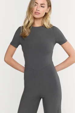 TALA Loungewear*365 Sculpting Lounge Short Sleeve Wide Leg Jumpsuit - Dark Olive