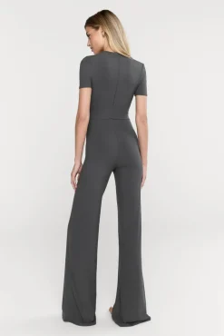 TALA Loungewear*365 Sculpting Lounge Short Sleeve Wide Leg Jumpsuit - Dark Olive