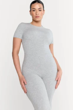 TALA Loungewear*365 Sculpting Lounge Short Sleeve Wide Leg Jumpsuit - Marl