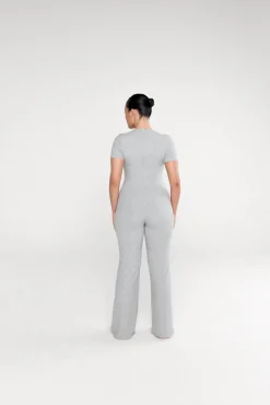 TALA Loungewear*365 Sculpting Lounge Short Sleeve Wide Leg Jumpsuit - Marl