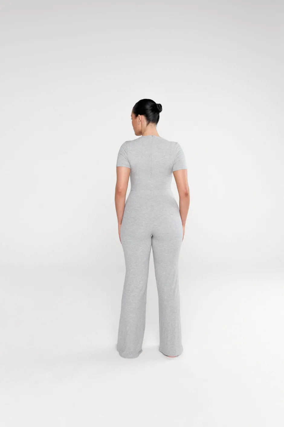 TALA Loungewear*365 Sculpting Lounge Short Sleeve Wide Leg Jumpsuit - Marl