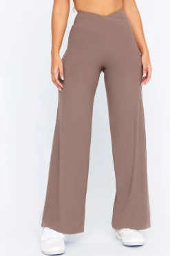 TALA Loungewear|Trousers*365 Sculpting Lounge Wrap Waist Wide Leg Trousers - Mocha
