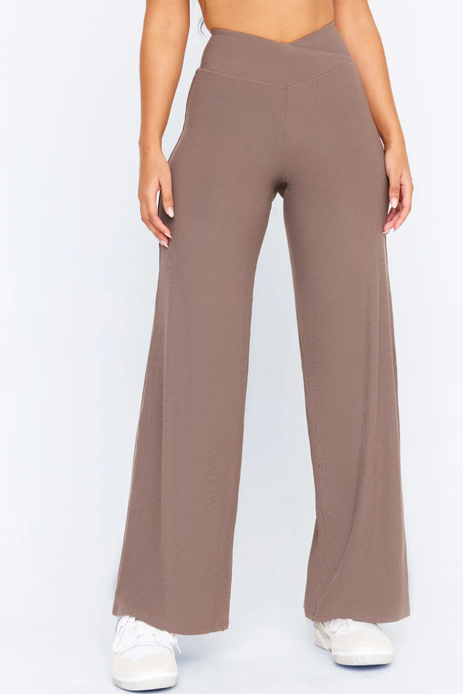 TALA Loungewear|Trousers*365 Sculpting Lounge Wrap Waist Wide Leg Trousers - Mocha