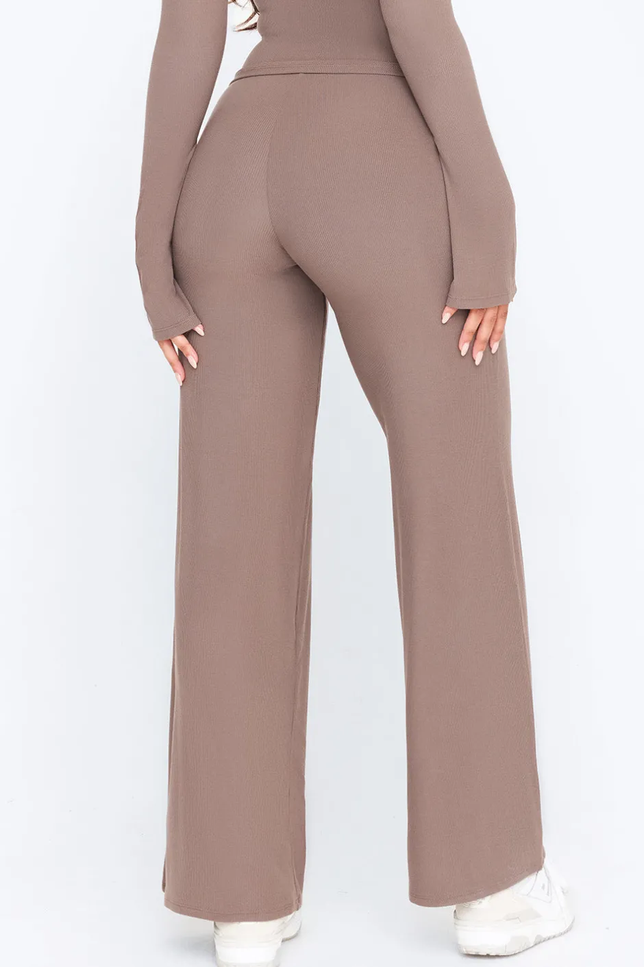 TALA Loungewear|Trousers*365 Sculpting Lounge Wrap Waist Wide Leg Trousers - Mocha