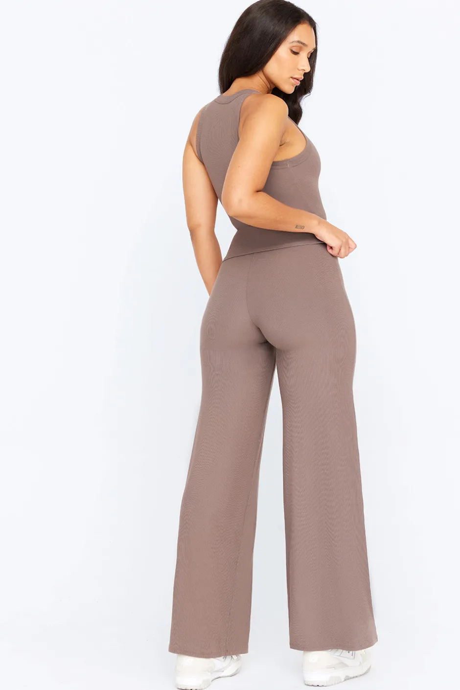 TALA Loungewear|Trousers*365 Sculpting Lounge Wrap Waist Wide Leg Trousers - Mocha