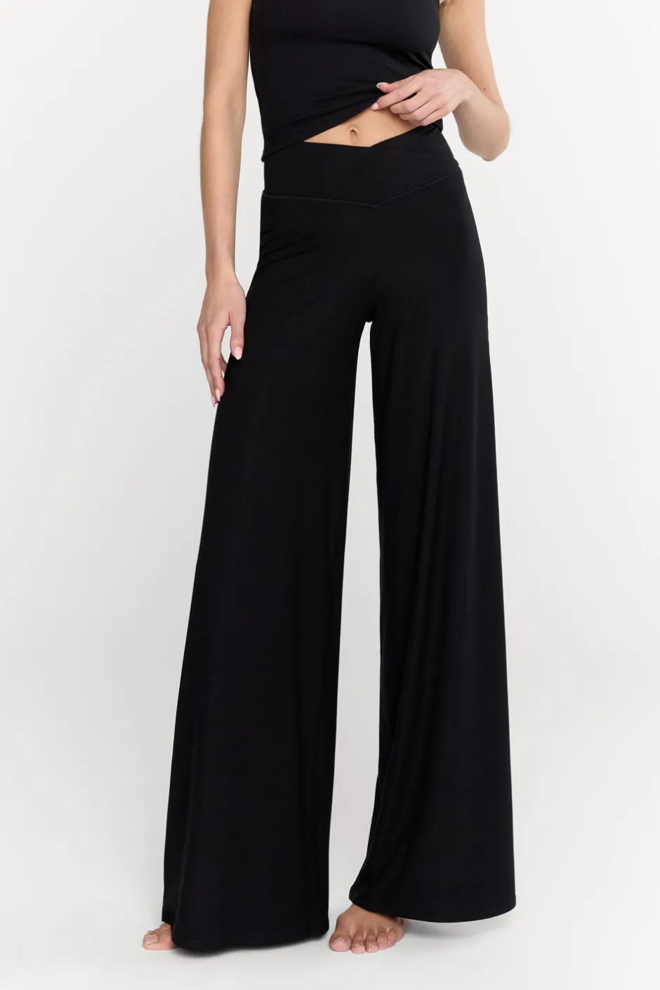 TALA Loungewear|Trousers*365 Sculpting Lounge Wrap Waist Wide Leg Trousers - Shadow