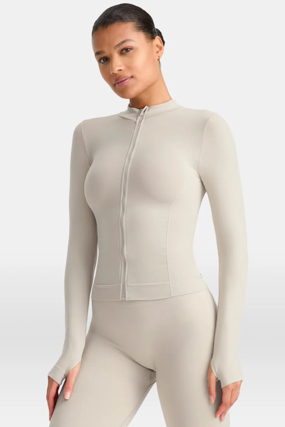 TALA Strength / Lifting|Jackets*Sculpt Seamless Longline Jacket - Chai Marl