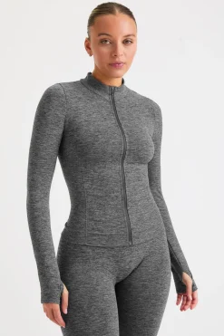 TALA Strength / Lifting|Jackets*Sculpt Seamless Longline Jacket - Charcoal Marl