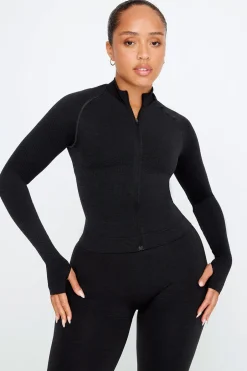 TALA Strength / Lifting|Jackets*Sculpt Seamless Mock Neck Zip Through Jacket- Marl