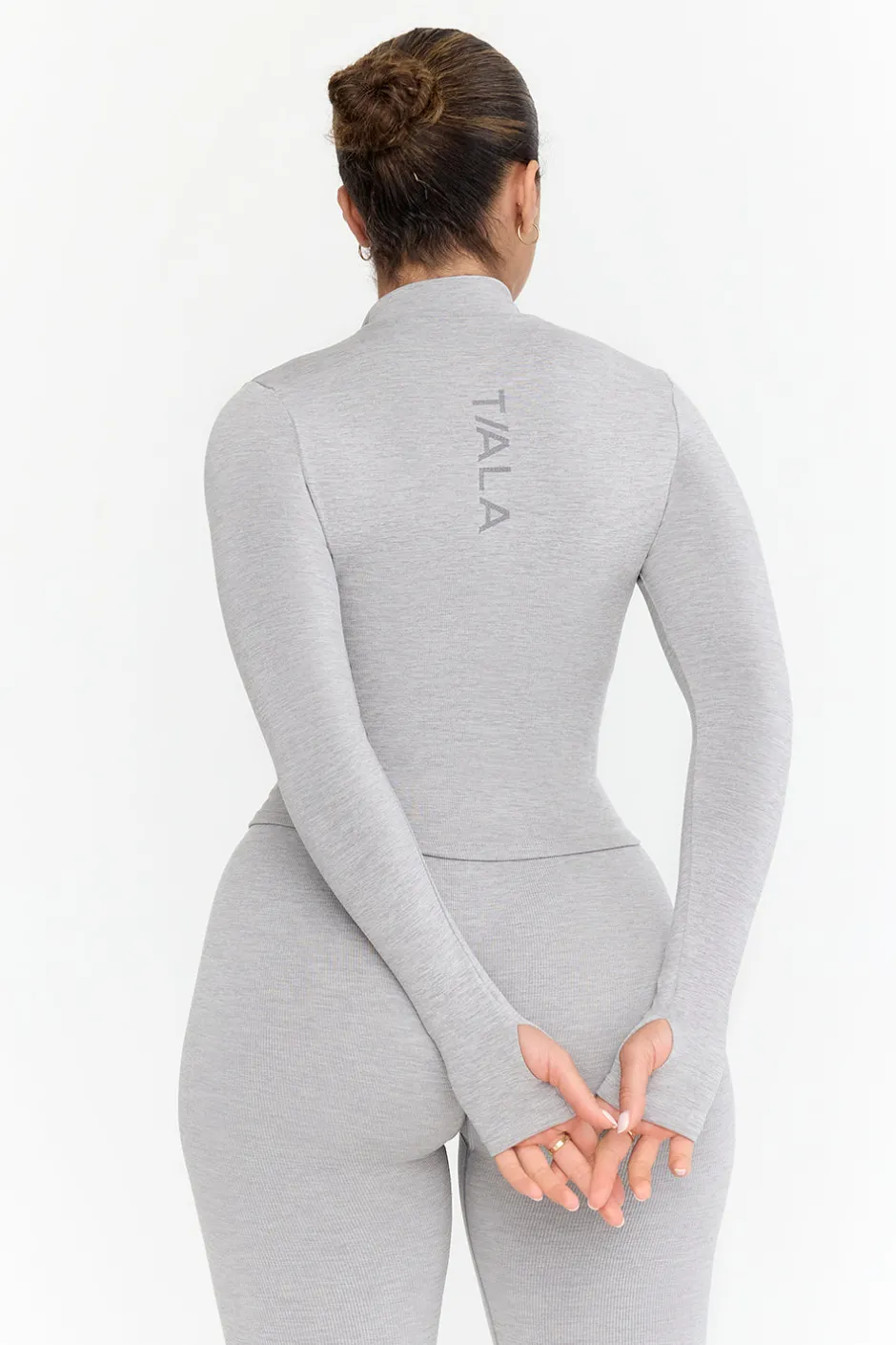 TALA Strength / Lifting|Jackets*Sculpt Seamless Ribbed Zip Through Jacket- Light Marl