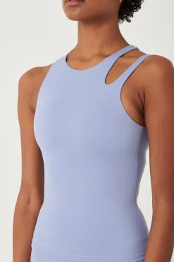 TALA Tops|Running*SkinLuxe Built-In Support Cut Out Shoulder Vest - Cornflower