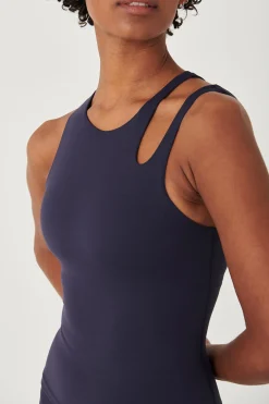 TALA Tops|Running*SkinLuxe Built-In Support Cut Out Shoulder Vest - Navy