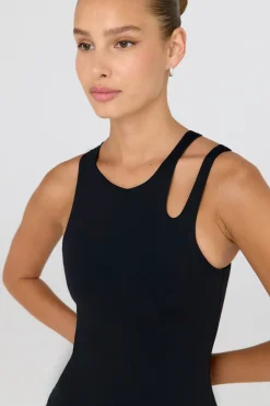TALA Tops|Running*SkinLuxe Built-In Support Cut Out Shoulder Vest - Shadow