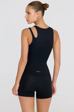 TALA Tops|Running*SkinLuxe Built-In Support Cut Out Shoulder Vest - Shadow