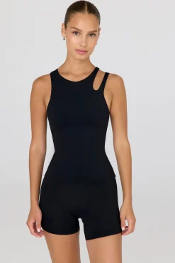 TALA Tops|Running*SkinLuxe Built-In Support Cut Out Shoulder Vest - Shadow