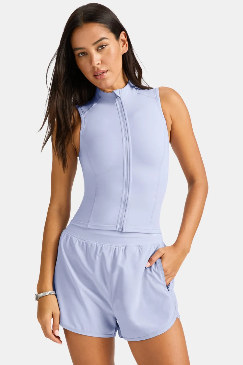 TALA Running|Cardio*SkinLuxe Sleeveless Zip Through Running Top - Lilac