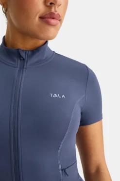 TALA Running|Cardio*SkinLuxe Zip Through Short Sleeve Running Top - Vintage