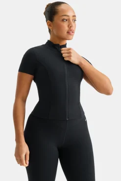 TALA Running|Cardio*SkinLuxe Zip Through Short Sleeve Running Top - Shadow