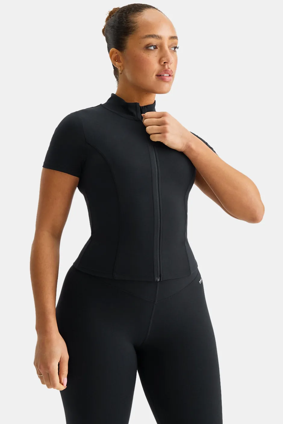 TALA Running|Cardio*SkinLuxe Zip Through Short Sleeve Running Top - Shadow
