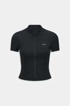 TALA Running|Cardio*SkinLuxe Zip Through Short Sleeve Running Top - Shadow