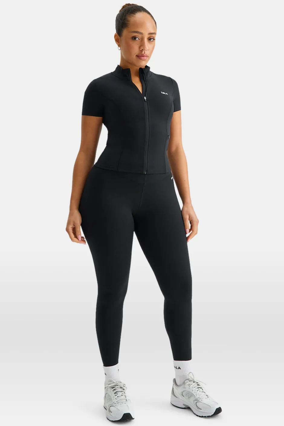 TALA Running|Cardio*SkinLuxe Zip Through Short Sleeve Running Top - Shadow
