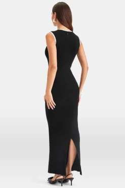 TALA Knitwear|Dresses*Sleeveless Contrast Ribbed Knit Maxi Dress - And Buttermilk