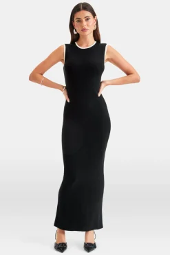 TALA Knitwear|Dresses*Sleeveless Contrast Ribbed Knit Maxi Dress - And Buttermilk