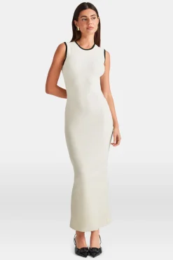 TALA Dresses|The Bridal Edit*Sleeveless Contrast Ribbed Knit Maxi Dress - Buttermilk And Black