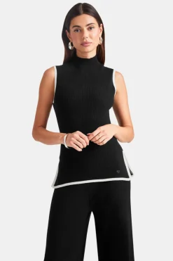 TALA Knitwear|Tops*Sleeveless Mock Neck Ribbed Knit Tank - And Buttermilk