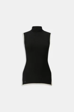 TALA Knitwear|Tops*Sleeveless Mock Neck Ribbed Knit Tank - And Buttermilk