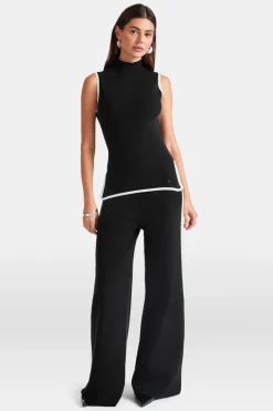 TALA Knitwear|Tops*Sleeveless Mock Neck Ribbed Knit Tank - And Buttermilk