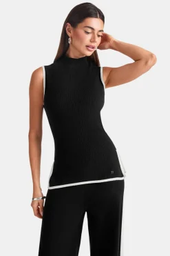 TALA Knitwear|Tops*Sleeveless Mock Neck Ribbed Knit Tank - And Buttermilk