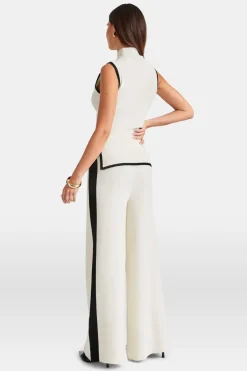 TALA Knitwear|Tops*Sleeveless Mock Neck Ribbed Knit Tank - Buttermilk And Black