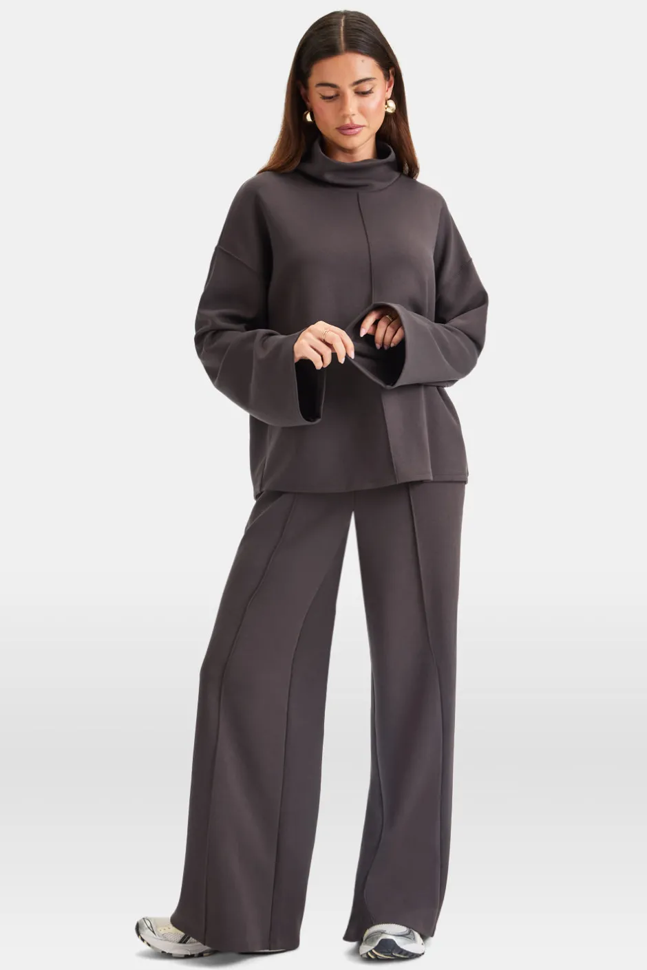 TALA Loungewear|Hoodies / Sweats*SoftSmart Funnel Neck Sweatshirt - Cocoa