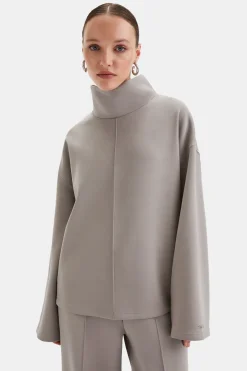 TALA Loungewear|Hoodies / Sweats*SoftSmart Funnel Neck Sweatshirt - Pebble