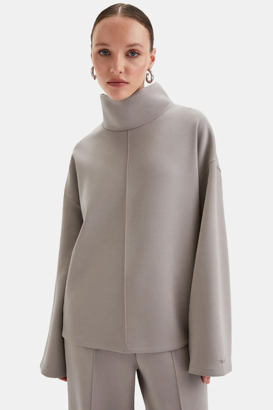 TALA Loungewear|Hoodies / Sweats*SoftSmart Funnel Neck Sweatshirt - Pebble