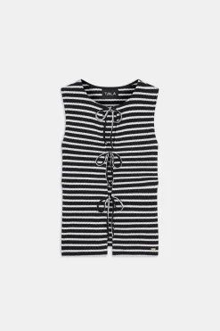 TALA Knitwear|Tops*Stripe Knit Tie Detail Top -