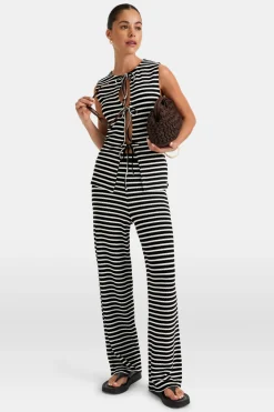 TALA Knitwear|Tops*Stripe Knit Tie Detail Top -