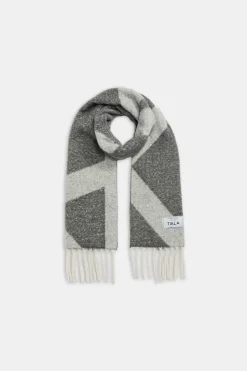 TALA Accessories*T Logo Brushed Scarf - Mid Grey And Light Grey